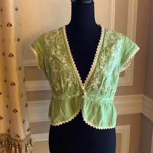 Pale green embroidered bolero